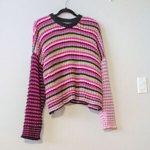 The Ragged Priest Oversized Rainbow Knit Sweater Jumper Size M